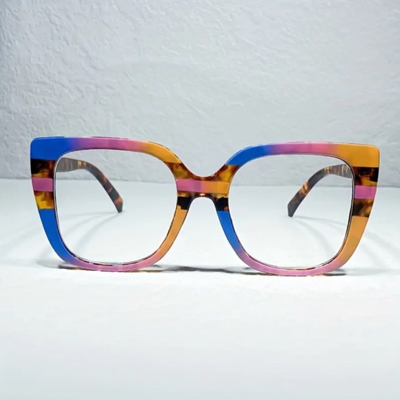 NEW ANTI BLUE LIGHT BLOCKING EYEGLASSES LEOPARD COLOR-BLOCK PHONE EYESTRAIN - Picture 2 of 4